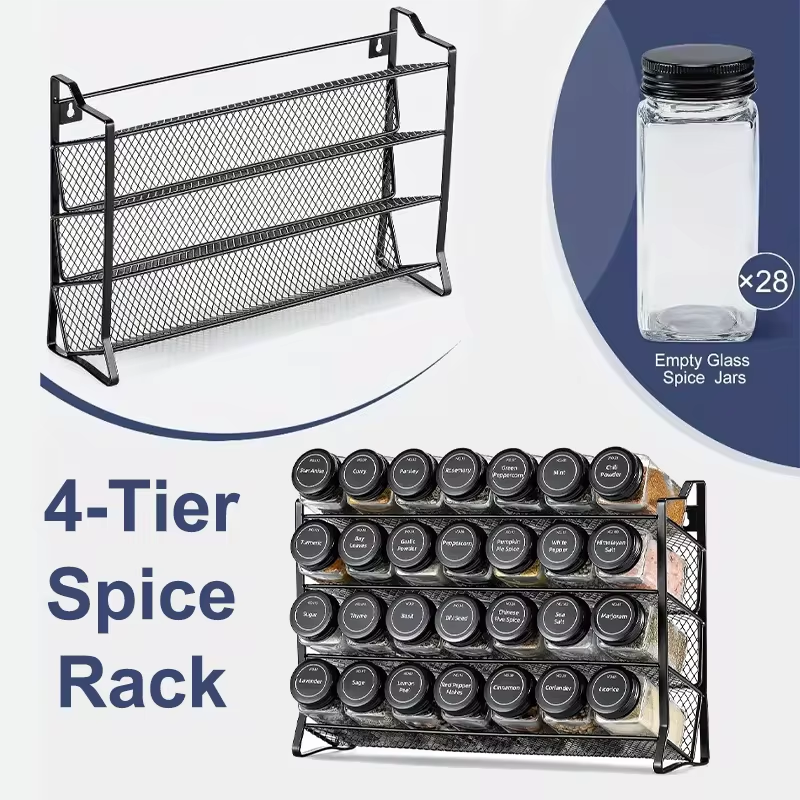 Home Cooking Recipes - 4 Tier Cupboard Storage Shelf Carbon