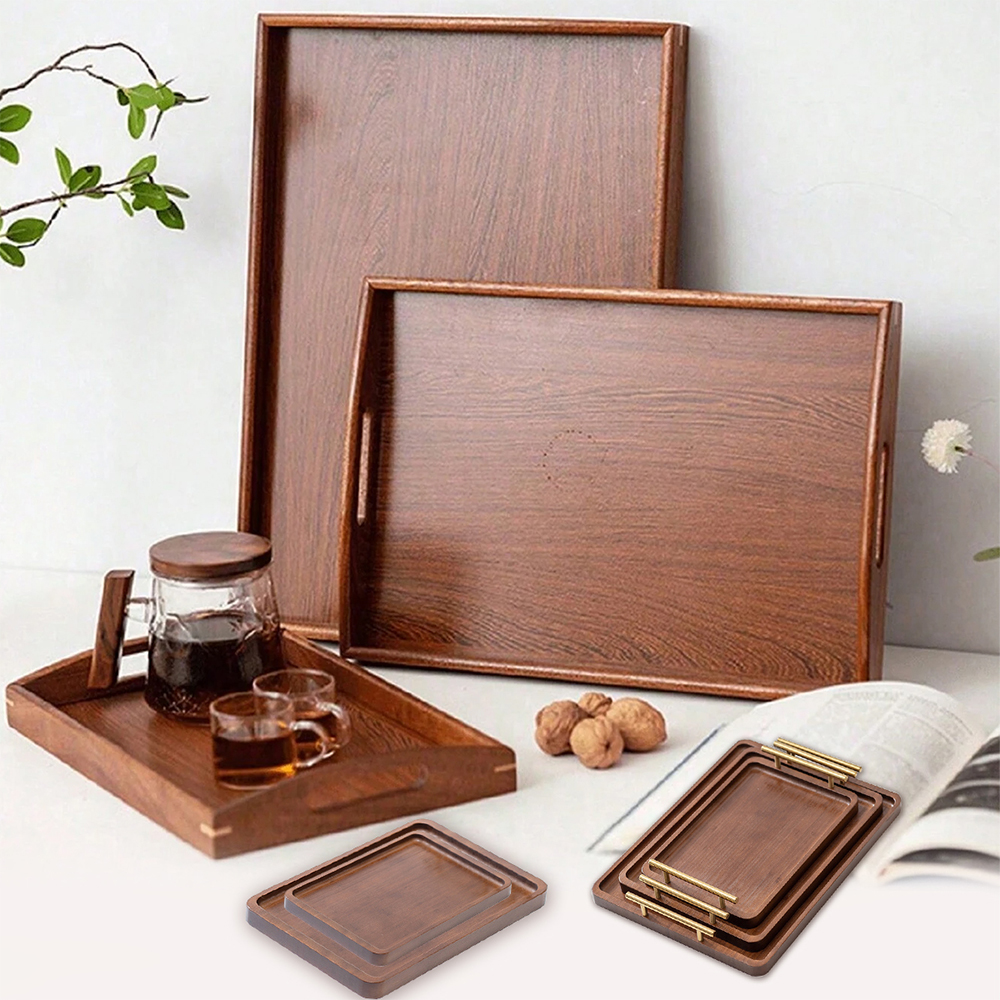 Home Cooking Recipes - Wooden Serving Tray with Handles Bamboo