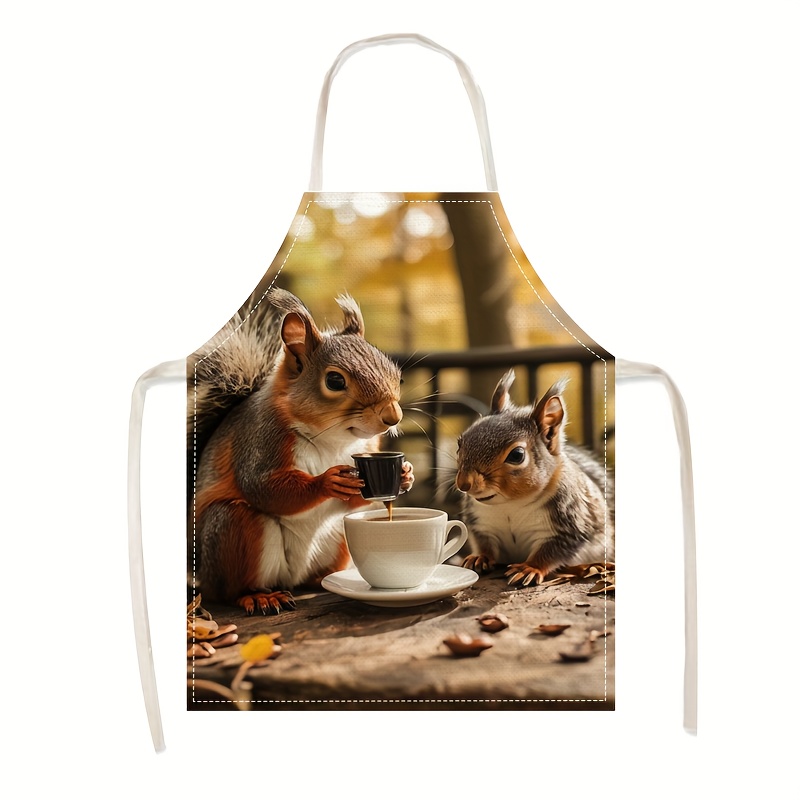 Linen Apron Squirrel Coffee Sc - Home Cooking Ideas avis et prix