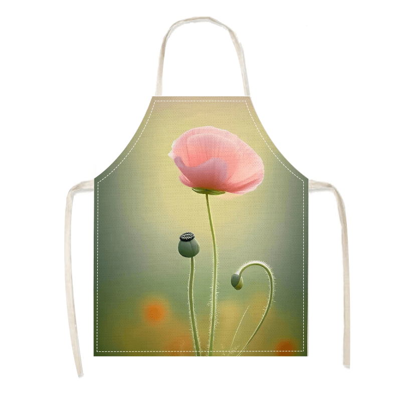 Linen Apron Pink Poppy Flower  - Home Cooking Ideas avis et prix