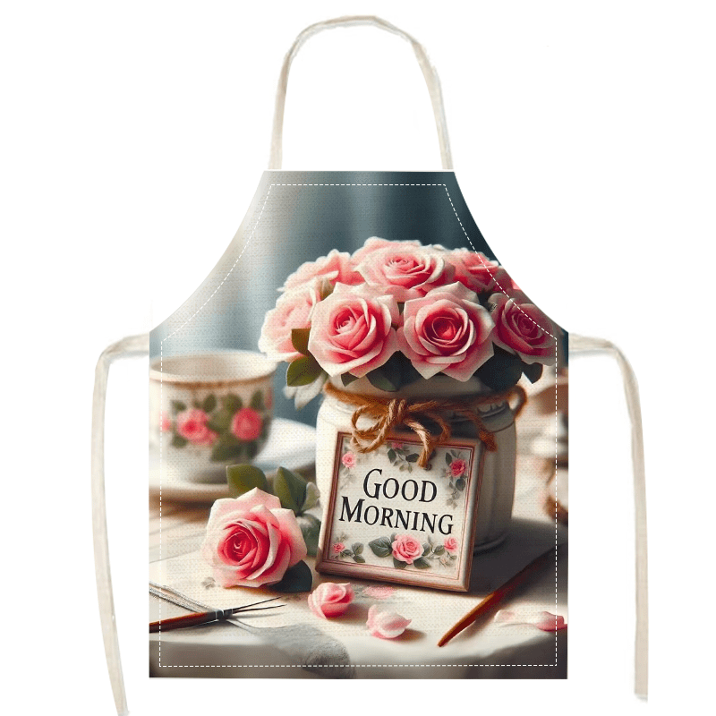 Linen Apron Pink Poppy Flower  - Home Cooking Ideas avis et prix