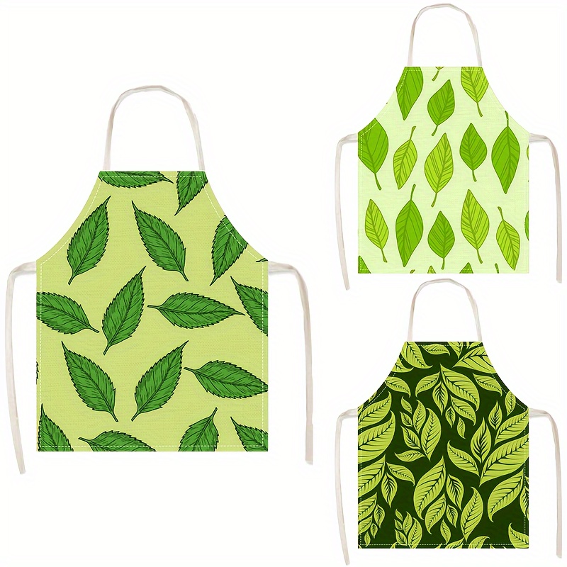 1pc Linen Apron Green Leaf Pat - Home Cooking Ideas avis et prix