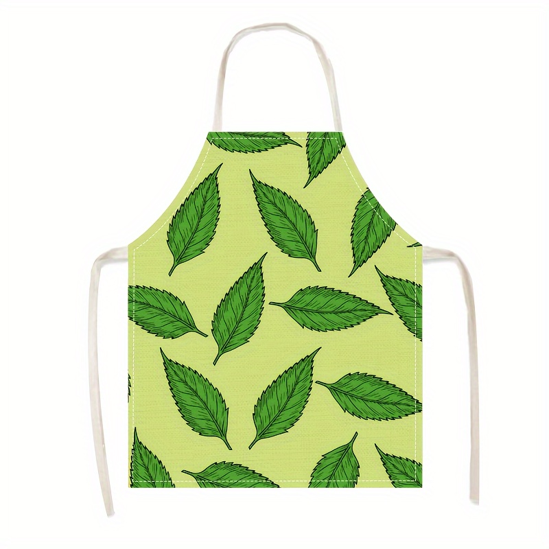 1pc Linen Apron Green Leaf Pat - Home Cooking Ideas avis et prix