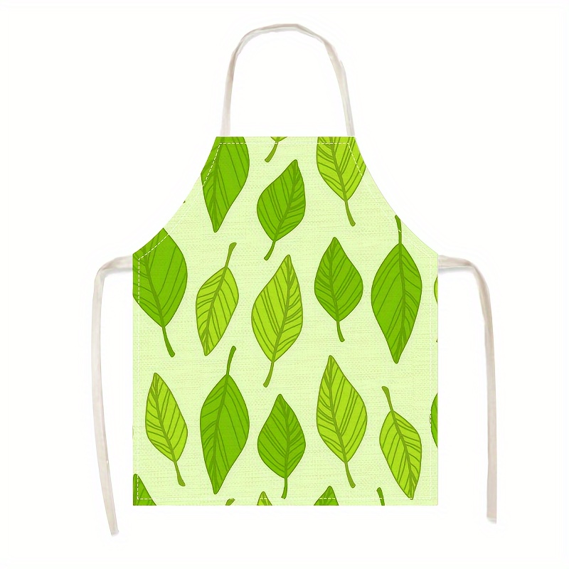 1pc Linen Apron Green Leaf Pat - Home Cooking Ideas avis et prix