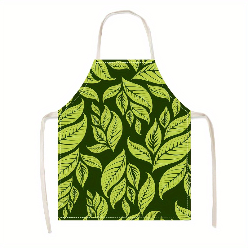 1pc Linen Apron Green Leaf Pat - Home Cooking Ideas avis et prix