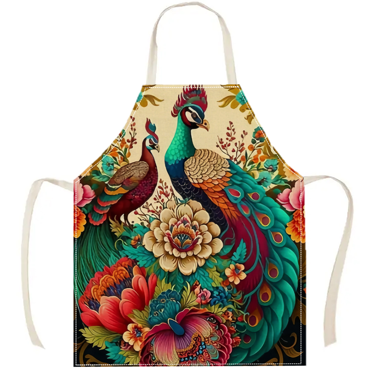 1pc Peacock Floral Apron Elega - Home Cooking Ideas avis et prix