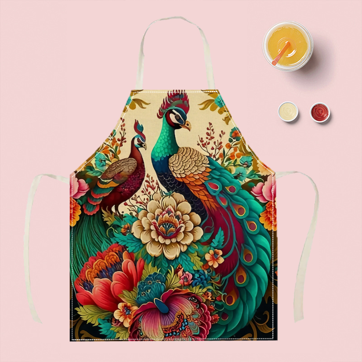 1pc Peacock Floral Apron Elega - Home Cooking Ideas avis et prix