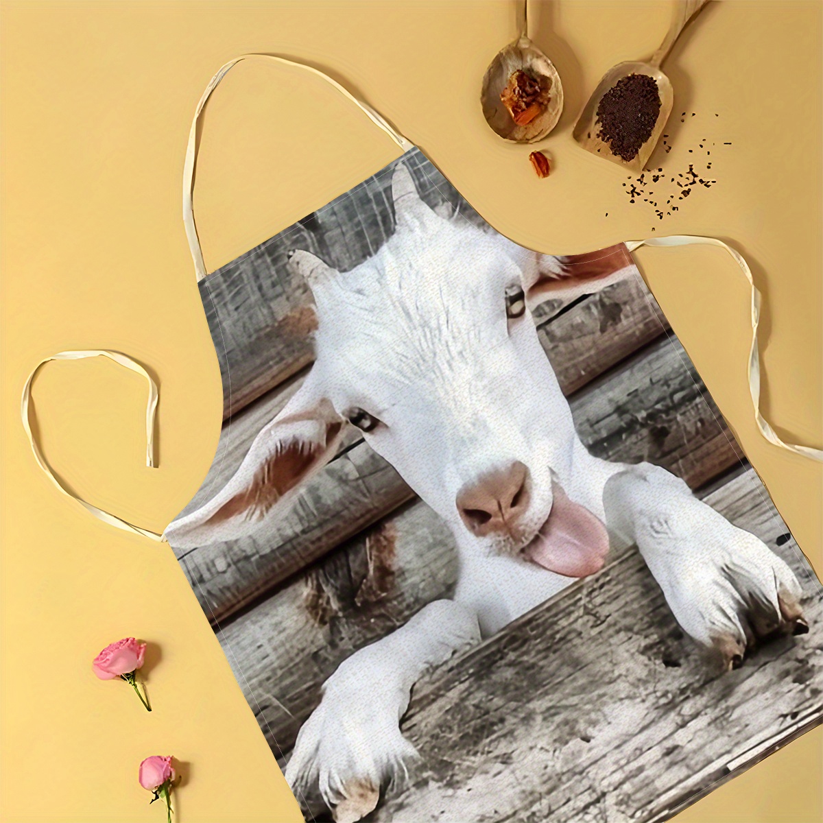 Linen Apron Funny Goat Print K - Home Cooking Ideas avis et prix