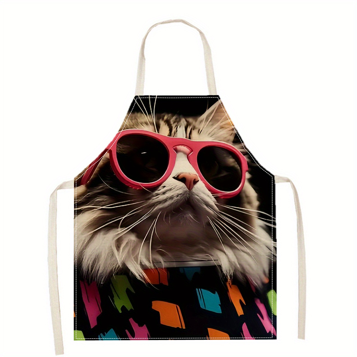 Linen Apron Funny Cat Sunglass - Home Cooking Ideas avis et prix